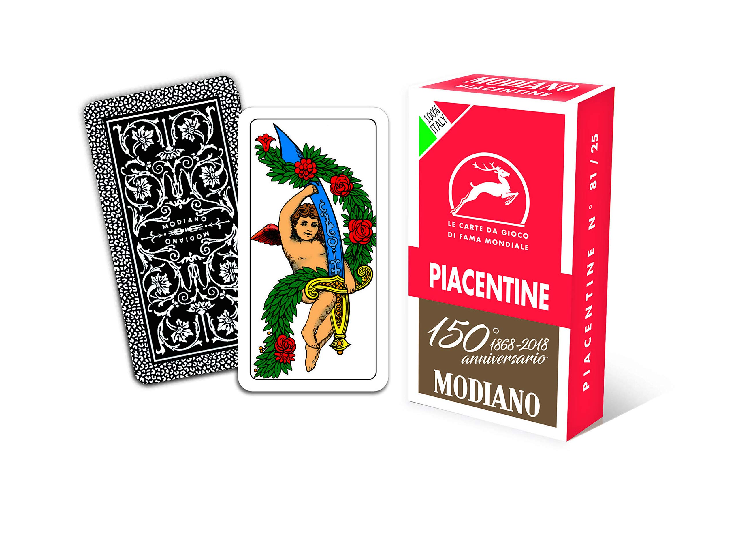 Modiano Regional Playing Cards Piacentine Anniversary of 150 years, Colour Pencil Case Red, 300084