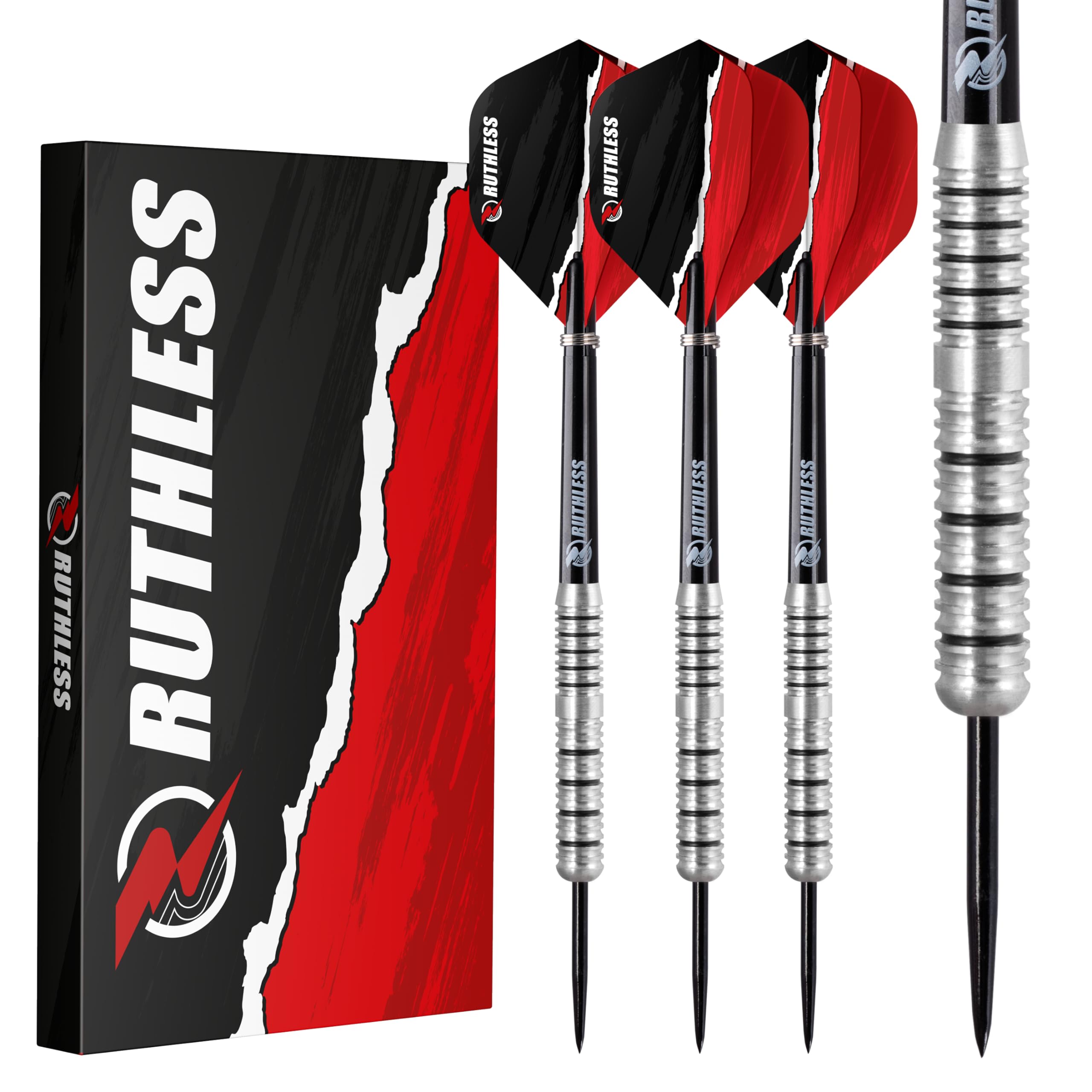 RUTHLESS Ranger II Professional Tungsten Steeltip Darts Set in 21g and 23g, with Flights and Stems Shafts (21g)