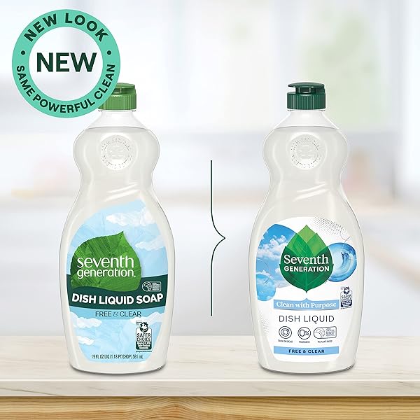 SEVENTH GENERATION DISH LIQUID SOAP FREE & CLEAR LIQUID SOAP DISHWASHING SOAP DISH SOAP FOR SENSITIVE SKIN 19 OZ