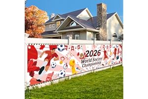 AhfuLife World Cup Soccer 2026 Backdrop Banner, 9.8 x 2ft World Cup Soccer Banner Flag for Canada, Fabric Flag Banner Backgro