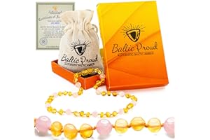 Baltic Proud Amber Necklace (Unisex Honey Rose Polished 12.5 Inches) - Certified Premium Quality Raw Baltic Sea Amber