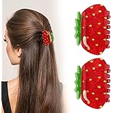 2Pcs Cute Strawberry Hairpins Supplies, Elegant & Refined Strawberry Hair Accessories Gifts for Women, Good Size Small Personalized Clips Accessories Supplies