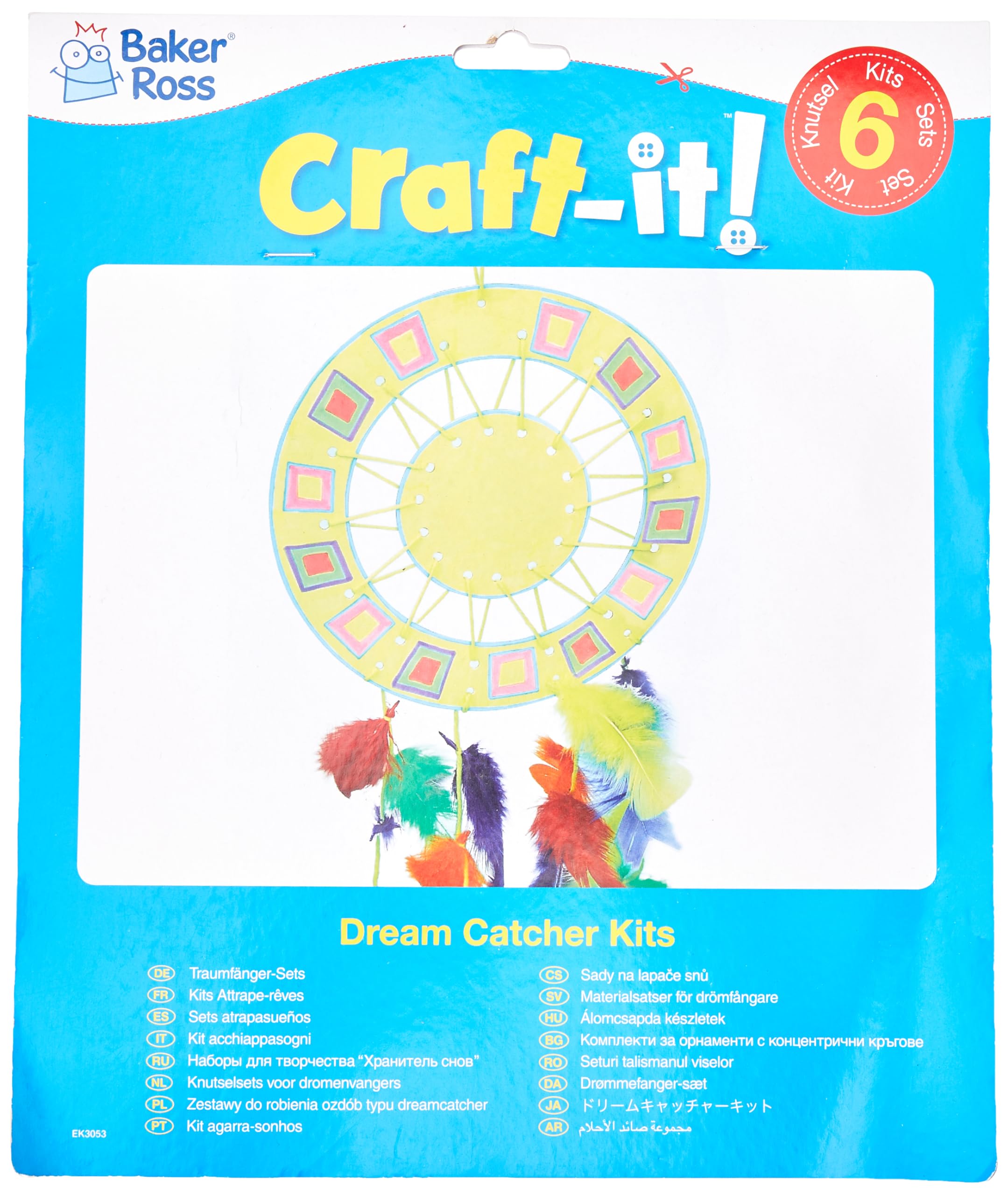 Baker Ross EK3053 Design a Dreamcatcher Kits (Pack of 6) For Kids to Make and Decorate, 23cm