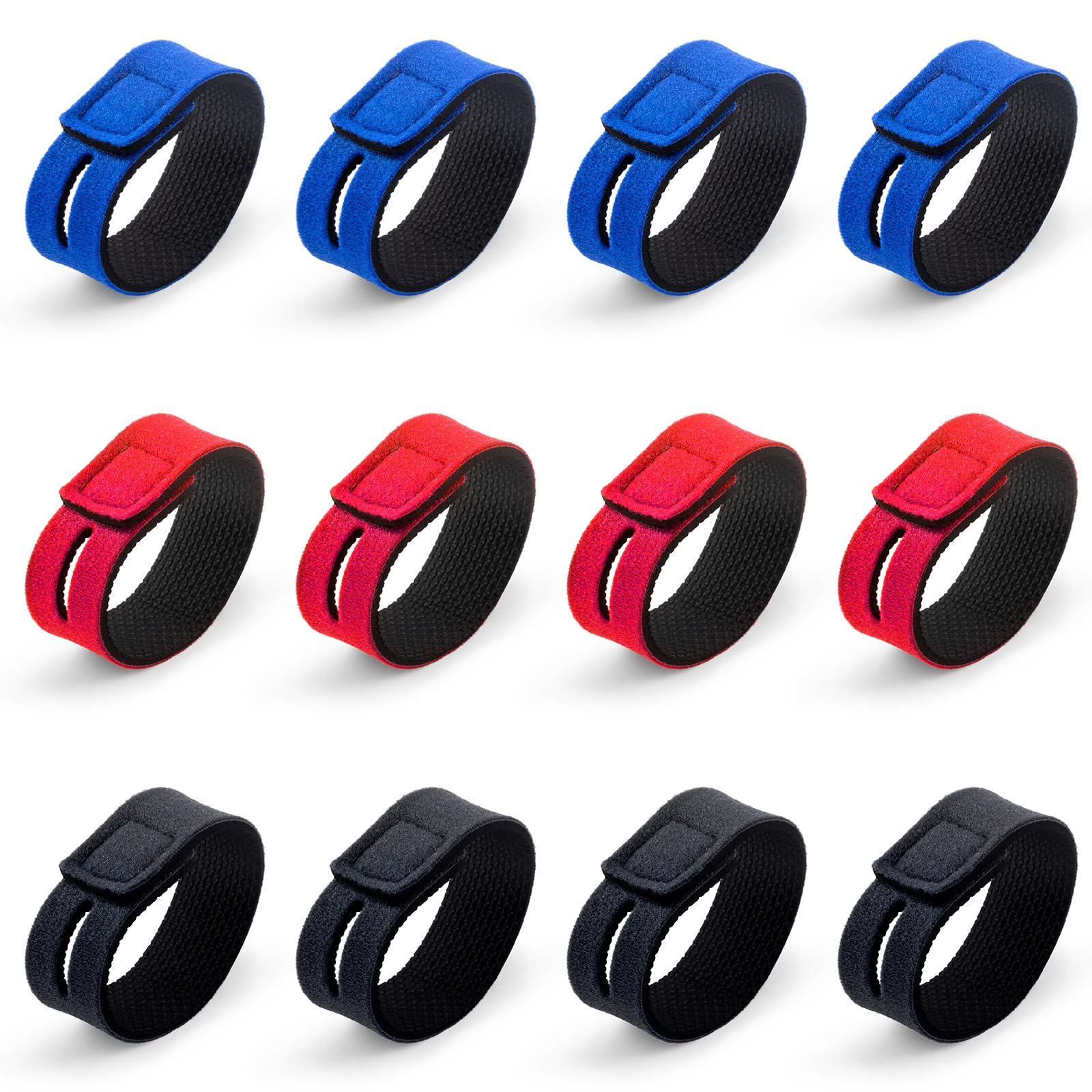 Dr.Fish 12 Packs Fishing Rod Straps, Adjustable Elastic Belts for Fishing Rod Fix, Pole Fishing Accessories, Neoprene Straps for Rod Organize in 3 Colours