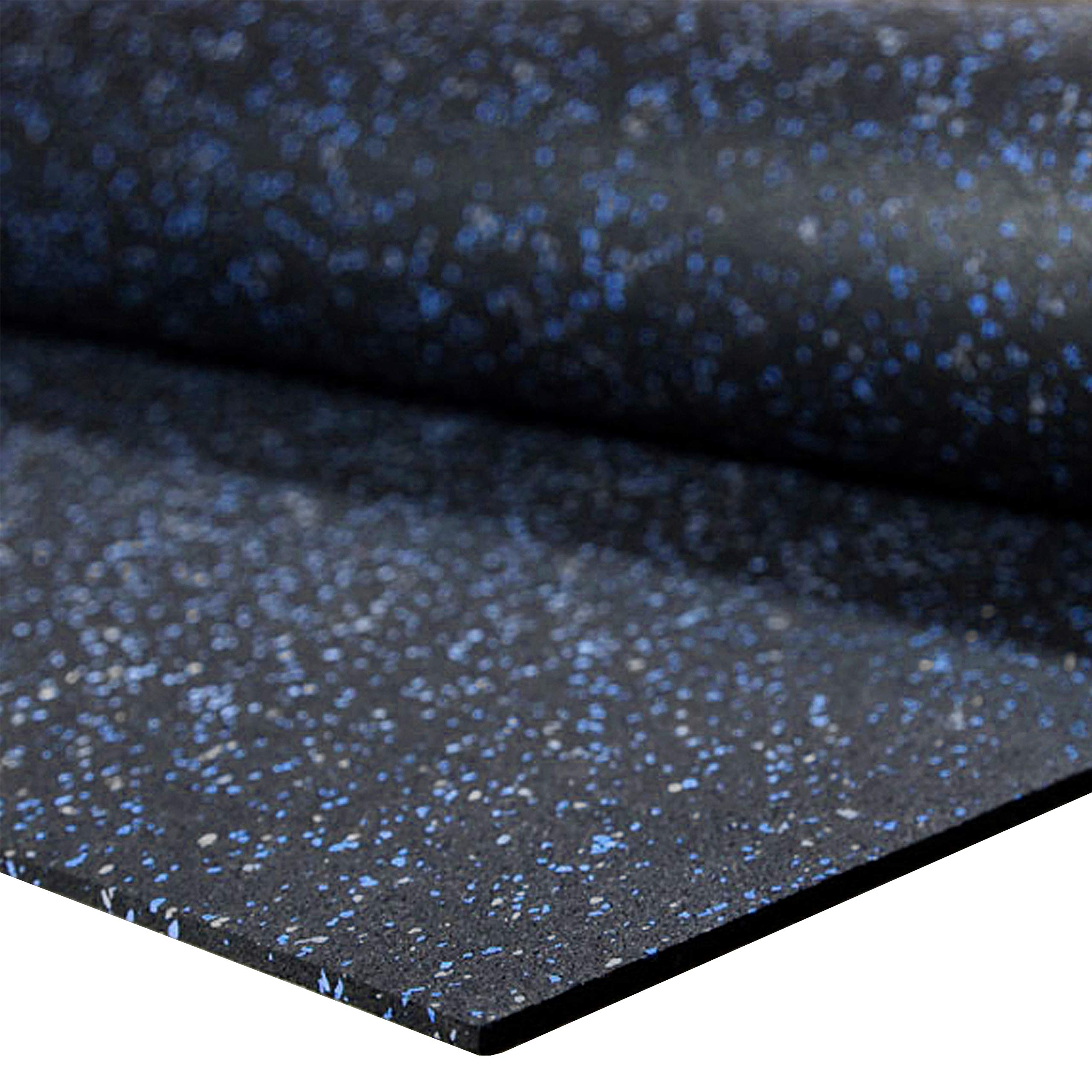 IncStores 1/4" Tough Rubber Roll- Excellent Gym Floor mats for Medium/Large Equipment and Light/Moderate Free Weights (1 Mat - 4'x10' Blue/Grey)