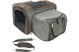 Mr. Peanut's Platinum Series Double Expandable Airline Approved Soft Sided Pet Carrier, Luxury Travel Tote with Premium Self Locking Zippers, 18LX10.4WX11 H