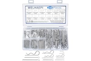 JMHNEWHOPE 210 Pcs Cotter Pins Assortment Kit, Stainless Steel R Clips Spring Retaining Clips, Including R Cotter Pins and Hairpin Pins Fastener Set, 12 Sizes, for Hitch Pin Lock Systems