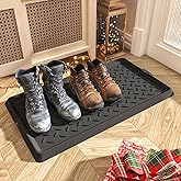 SUPENUIN Boot-Tray Heavy Duty Rubber Mat with Lip Waterproof Shoe Mat Tray for Entryway Indoor Outdoor Multi Use Catch All Trays Entryway Shoe Storage 16x27.5 Inches