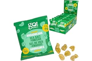 GoBeanz Crunchy Roasted Broad Beans | Salt & Vinegar | High-Protein, Low-Calorie Snack | Low Sodium | 24 Single-Serve Packs (