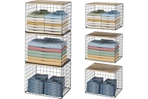 CIDAZIYA Widened & Heightened Closet Organizers And Storage Shelves With Top Board, Set of 3 Stackable Closet Shelf Organizer Storage Bin Basket For Clothes Sweaters,Space-saving, Sturdy,Wider Higher Size