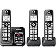 Panasonic Expandable Cordless Phone System with Link2Cell Bluetooth, Voice Assistant, Answering Machine and Call Blocking - 3 Cordless Handsets - KX-TGD663M (Metallic Black)