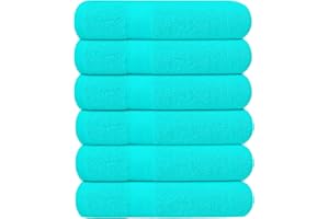KAHAF COLLECTION Pack of 6 Bath Towels 27 x 54 Inches, 100% Cotton, Larger & Lighter Weight, Quicker to Dry, Super Soft and Absorbent, Perfect for Bathroom (Aqua, Pack of 6 (27''x54''))