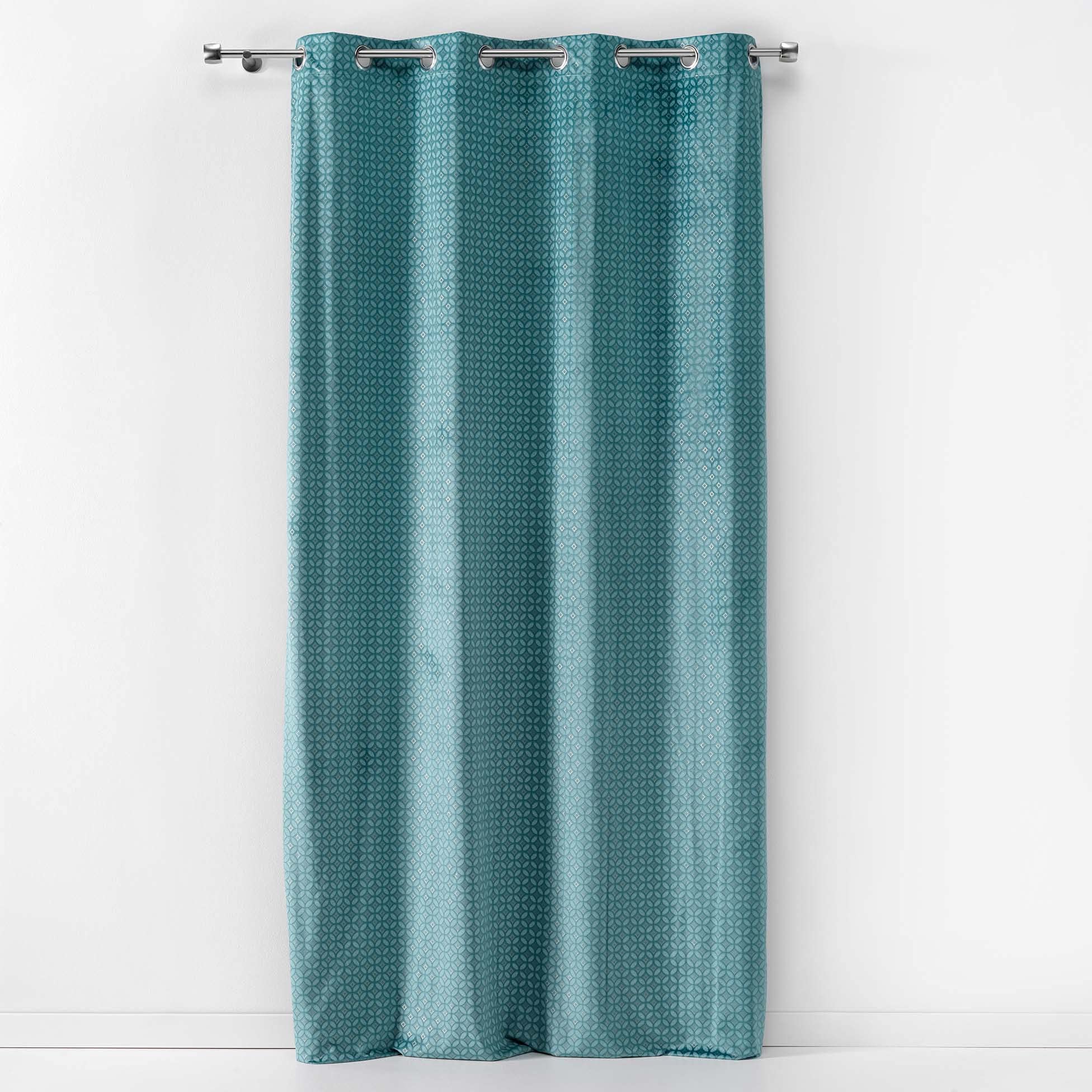 Douceur d'Intérieur 140 x 240 cm Eyelet Curtains, Blue, 1609771