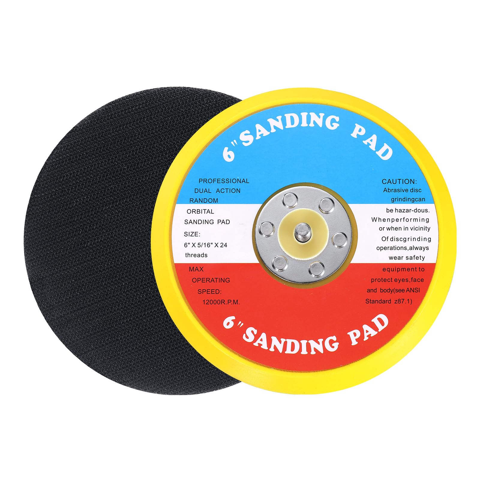 Sourcingmap 2pcs 6 Inch Hook and Loop Backing Sanding Pads with 5/16"-24 Thread for Diamond Sanding Finishing Polishing Buffing Pads, Orange