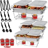Large Full Size 33-Pcs Disposable Chaffing Buffet with-Covers, Utensils, Fuel Cans &ndash; Premium Chafing Dish Set for Events, Parties, Catering