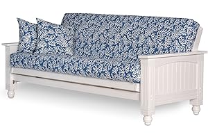 Nirvana Futons Cottage Futon Frame, Queen Size, Satin White Finish, Solid Wood Construction, Coastal Furniture