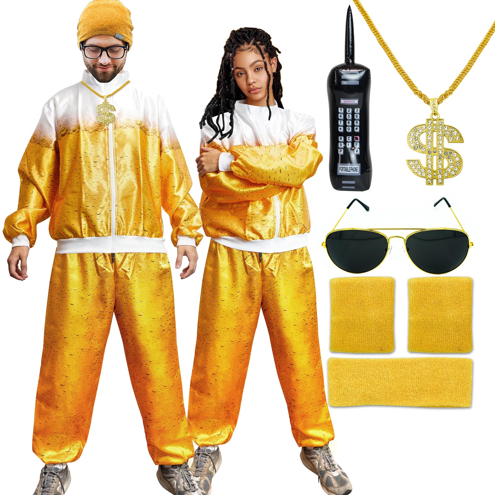 Fancyset 80s Shell Suit Fancy Dress Women Man Retro Tracksuit 80s Disco Outfit Costume Halloween Costume for Adults