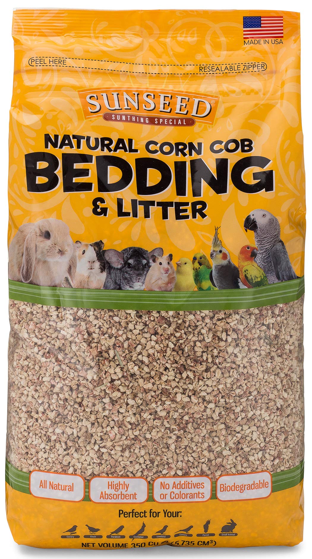 Photo 1 of Sunseed Natural Corn Cob Bedding & Litter for Pet Birds and Small Animals – Made in USA – 350 Cubic Inches