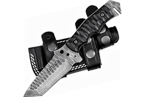 Ottoza 1095 High Carbon Steel Knife 8" Hunting Knife - Tanto Knife - Camping Knife - Tactical Knife - Survival Knife - Bushcraft Knife EDC Knife Fixed Blade Knife with Sheath Horizontal Carry No:378
