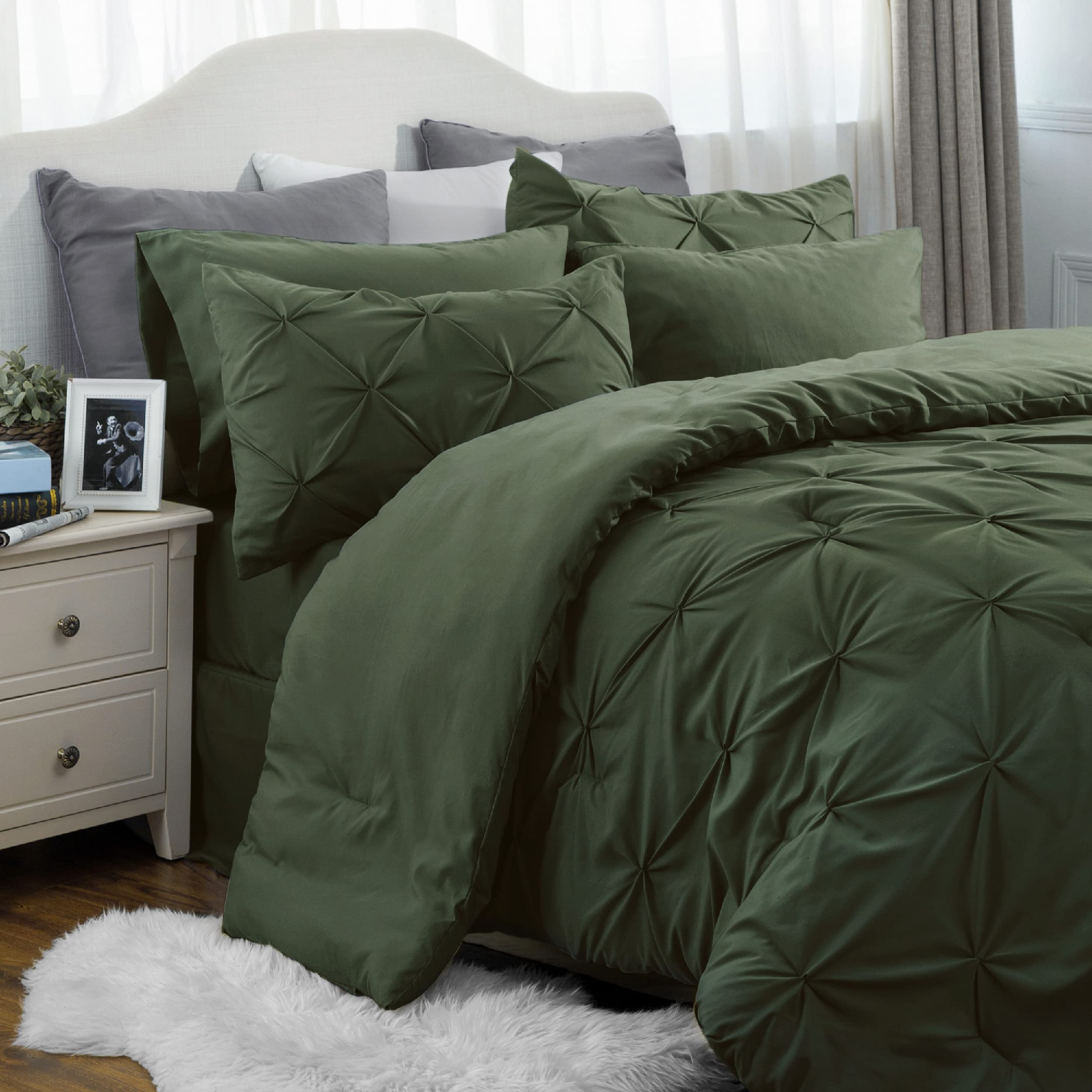Mua Bedsure Olive Green Comforter Set Queen Bed in a Bag Queen 7