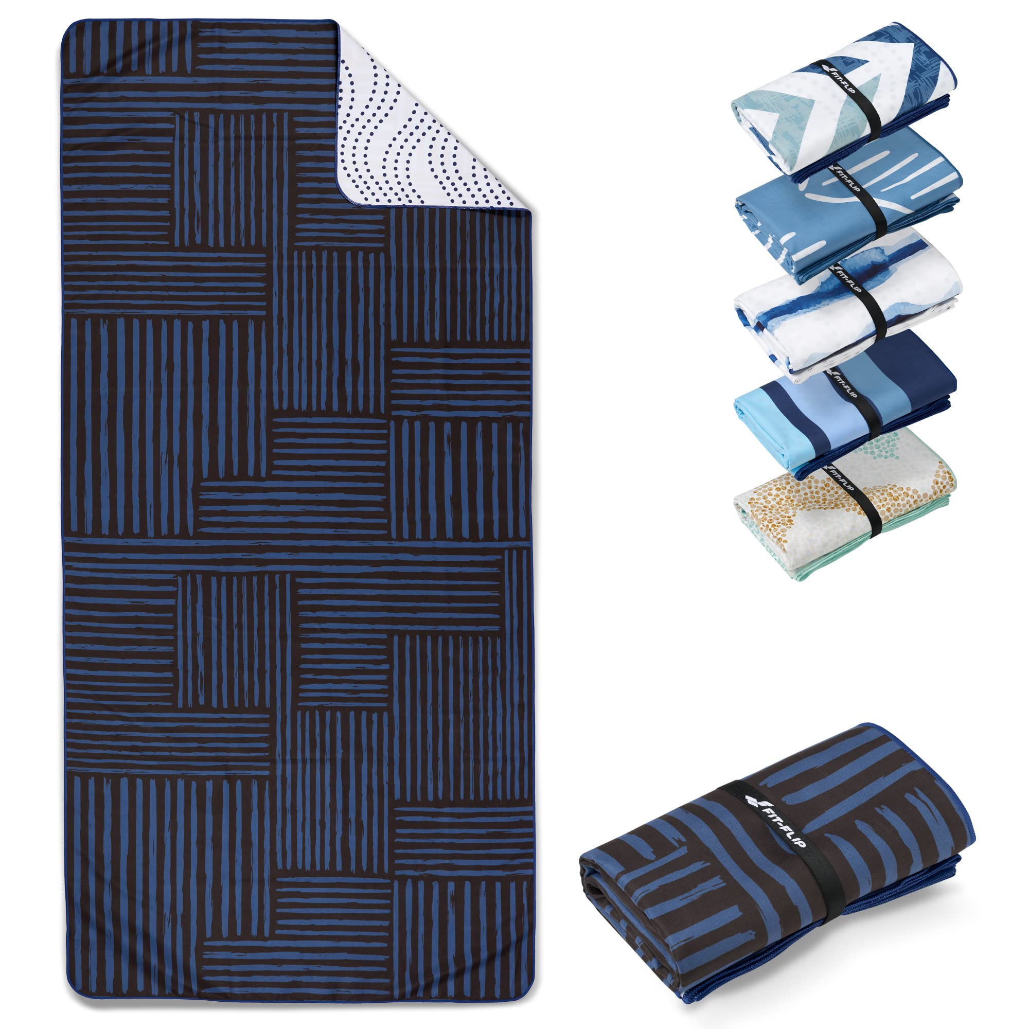 Fit-Flip Beach towel microfibre - large quick dry towels - for travel and swimming - lightweight, compact and super absorbent - sand free, 100% recycled - Stairs 200x90cm
