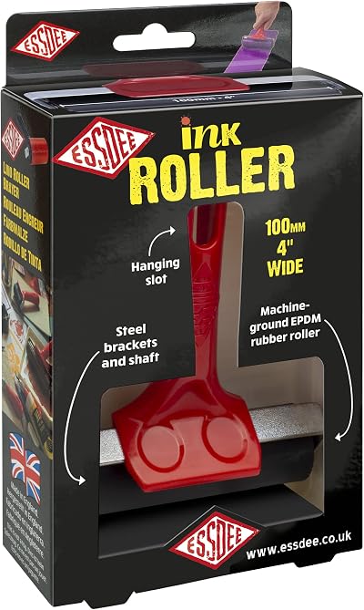Essdee Ink Roller Brayer 100mm Machine-Ground Steel Shaft Made in UK