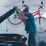 Relaxdays Bike Storage Ceiling Mount Lift 20kg Rope Garage Cellar Black view 5