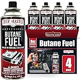 Chef Master 4x 8oz Butane Fuel Canister - Butane Refill for Kitchen Torch & Camp Stove - Gas Canister for Picnics, Outdoor Co