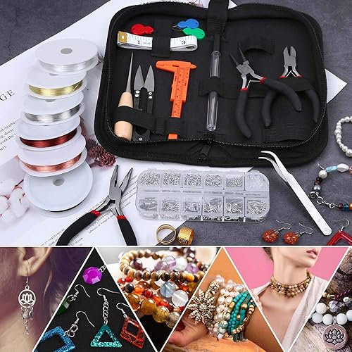 Thrilez Wire Wrapping For Jewelry Making, Repair and Beading Supplies Kit  with Craft Ring Wire, Tools, Pliers
