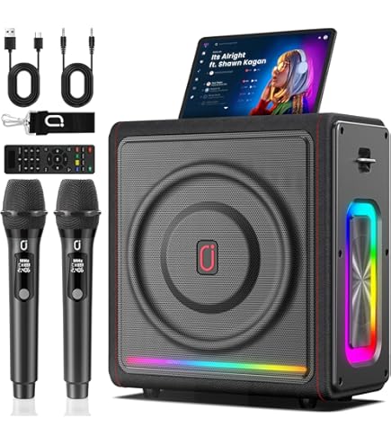 Appareil de karaoké portable 5 en 1 avec microphone sans fil