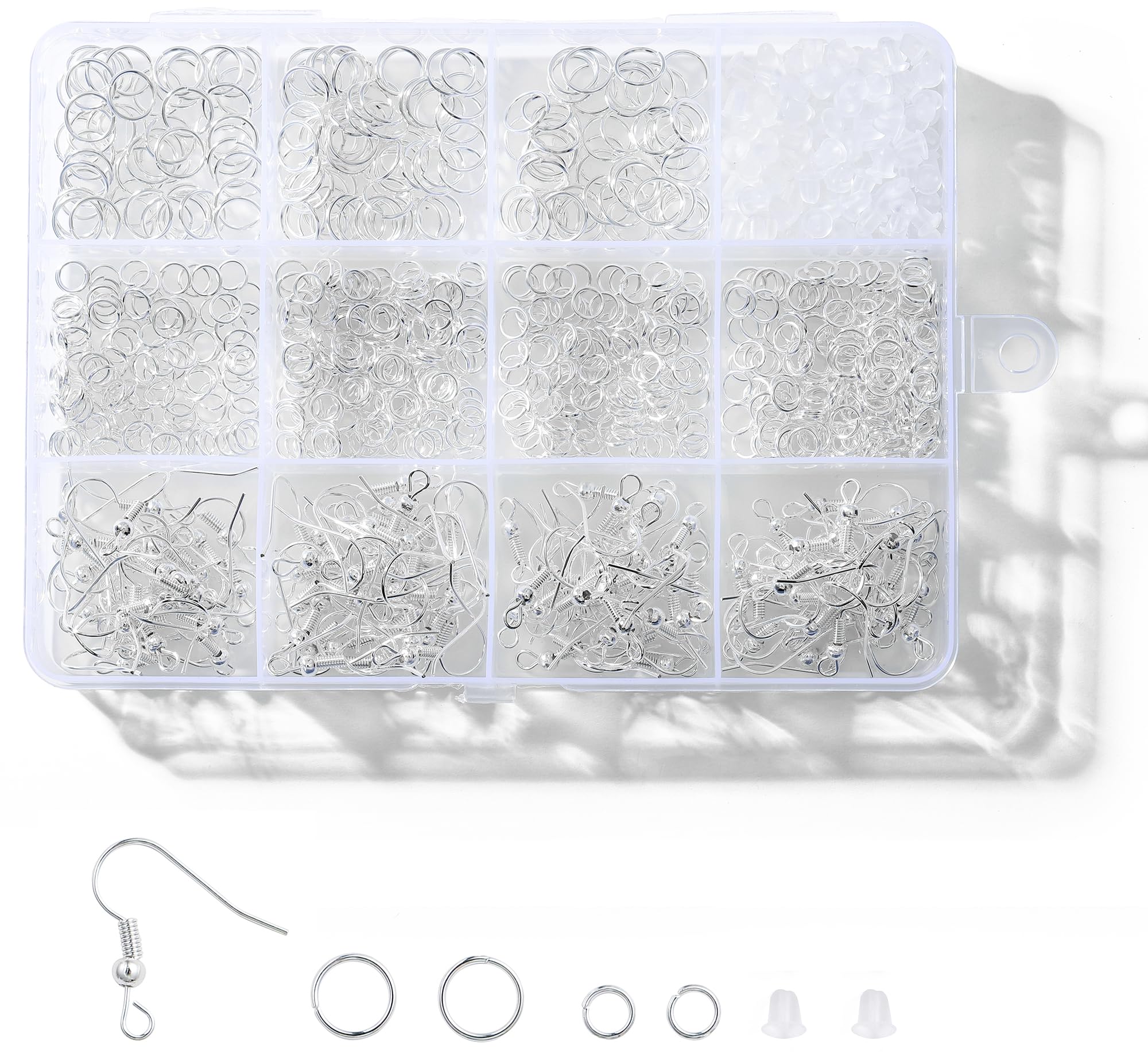 Photo 1 of ***2***Nkwuire Silver Earring Hooks, 890 Pcs Earring Making Supplies Kit with Hypoallergenic Ear Wires Hooks, Open Jump Rings and Earring Backs for Jewelry Making Findings