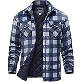 MAGNIVIT Men's Flannel Shirts Long Sleeve Quilted Flannel 5 Pockets Jacket for Men Thermal Plaid Shirt Winter Shacket