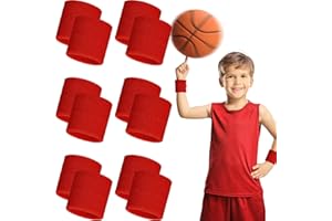 Bememo 12 Pack Wrist Sweat Bands for Women and Men, Sports Wristbands, Tennis Sweatbands, Moisture Wicking Neon Colored Wristband for Working Out, Football, Basketball