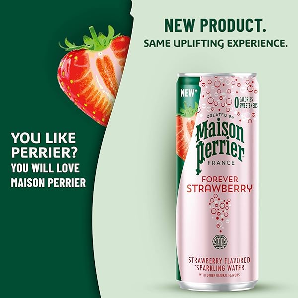 MAISON PERRIER FOREVER STRAWBERRY FLAVORED SPARKLING WATER, 11.15 FL OZ CANS, 8 COUNT 89.2 FL OZ