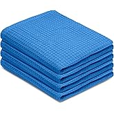 Blue Needles Waffle Weave Kitchen Towels, 15x25 Inches 100% Cotton Set of 4 Dish Towels for Kitchen, Ultra Soft & Absorbent with Hanging Loop, Spring Summer Dish Rags for Quick Drying - Sky Blue