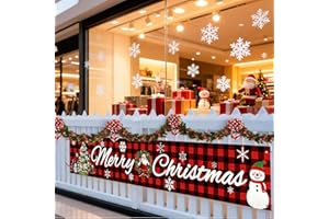Large Merry Christmas Banner，9.84 * 1.64Feet Red Outdoor Christmas Decorations,Merry Xmas Fence Decorations，Indoor Hanging De