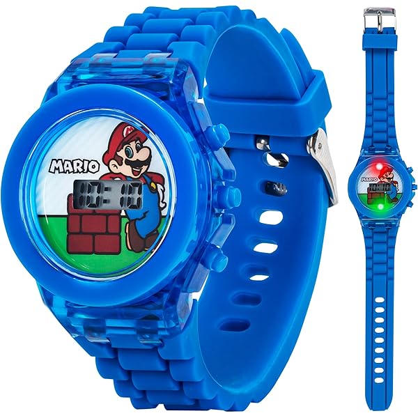 スーパーマリオカート FLIP TOP TALKING WATCH Amazon.com: Accutime Kids Nintendo Super Mario Digital