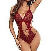 Avidlove Sexy Lingerie for Women Lace Bodysuit V Neck Teddy Lingerie One Piece Mini Babydoll