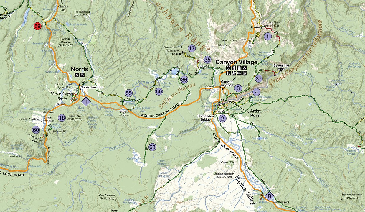 yellowstone backpacking trails map