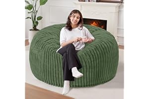 Homguava 3 FT Bean Bag Chair,3' Big Bean Bag,Large Bean Bag Chairs for Adults with Memory Foam Filled,Comfy Beanbag Chairs Soft Bean Bag Sofa with Dutch Corded Plush Cover-Green