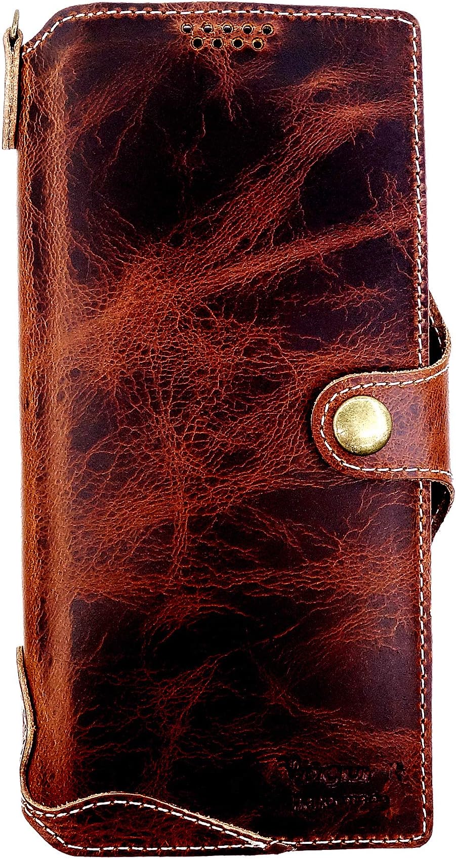 Yogurt for Samsung Galaxy Note9 Genuine Leather Wallet Cases Cover Handmade Dark Brown