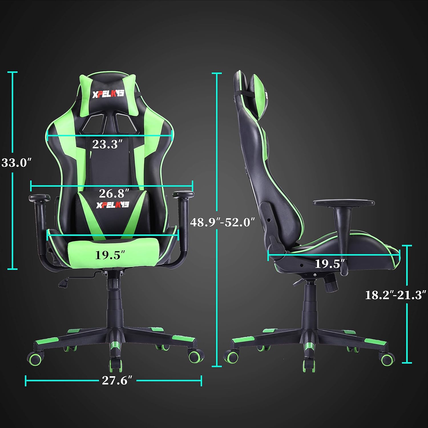 Azul con Reposacabezas y Almohada Lumbar 300 Ibs Respaldo y Altura