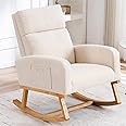 HCHAIRH Nursery Rocking Chair, Comfy Rocker Armchair for Nursery with Solid Wood Legs, Modern Nursing Glider Rocking Chair Living Room, Bedroom, Beige