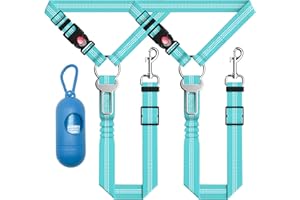 Seyezo 3-Piece Dog Car Harness Set - Retractable, Adjustable, Reflective Dog Seatbelt for Vehicle Headrests, Heavy Duty, High Elastics, Sky Blue