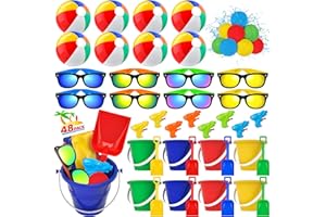 Pool Party and Beach Party Favors - 48 PCS Pool Toys for Kids Ages 3-12 Including Balls, Sand Bucket and Shovels Set, Kids Su