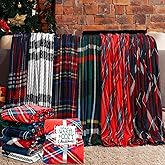 Hahafelt 6 Pack Christmas Throw Blankets Gift with Card 50 x 60 Inch Plush Fleece Holiday Warm Soft Blankets Flannel Buffalo Plaid Bedding for Couch Bed Winter Decoration