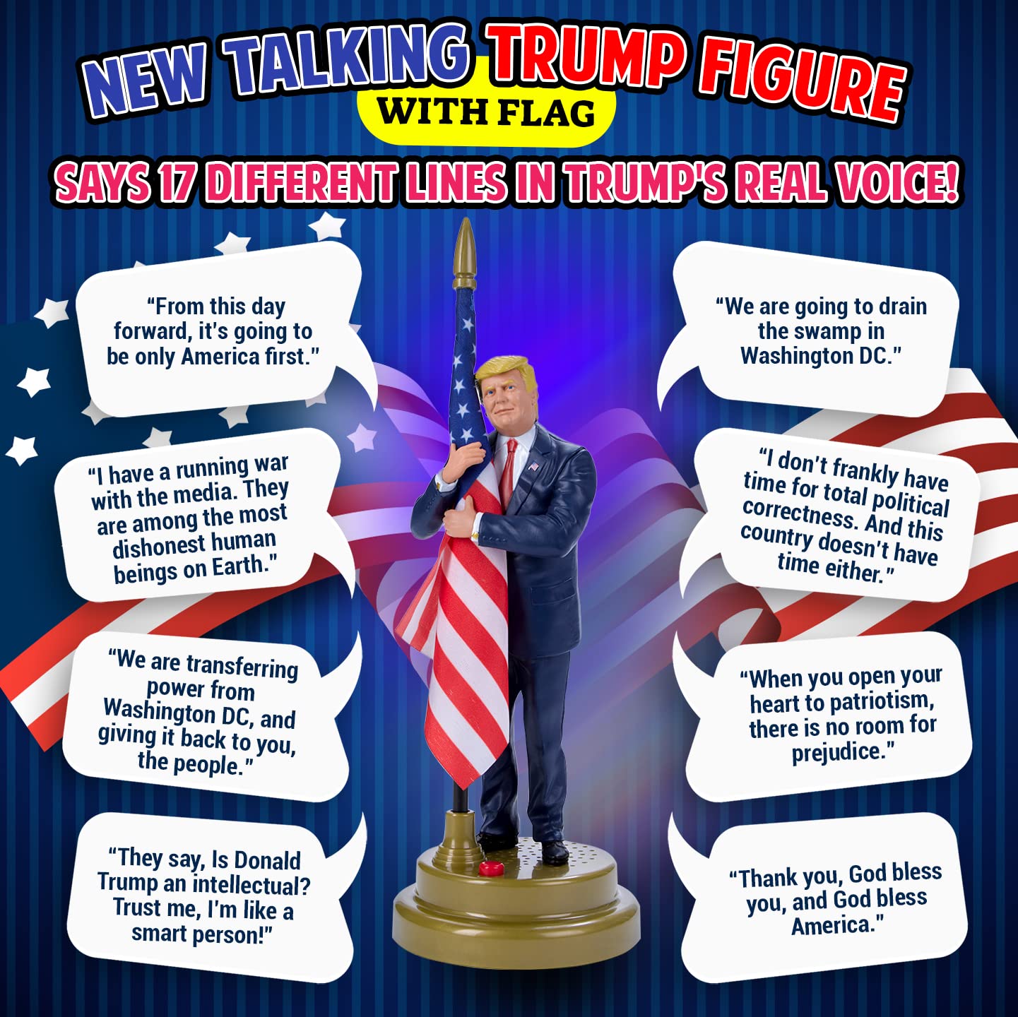 Mua Donald Trump Talking Figure w/ United States Flag - 17 Lines in ...