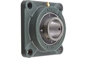 NTN UCFX10-200D1 Medium Duty Flange Bearing, 4 Bolts, Setscrew Lock, Regreasable, Contact and Flinger Seals, Cast Iron, 2" Bore, 5-1/8" Bolt Hole Spacing Width, 6-3/8" Height, 6550lbf Static Load Capacity, 9750lbf Dynamic Load Capacity