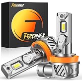 FORENNER Upgraded H11 Light Bulbs, 36000LM 900% Ultra Brightness, 6500K Cool White H9 H8 H16 Accessory Light Kits, 1:1 Mini Size, 10-Year Lifespan, Play-N-Plug, Pack of 2