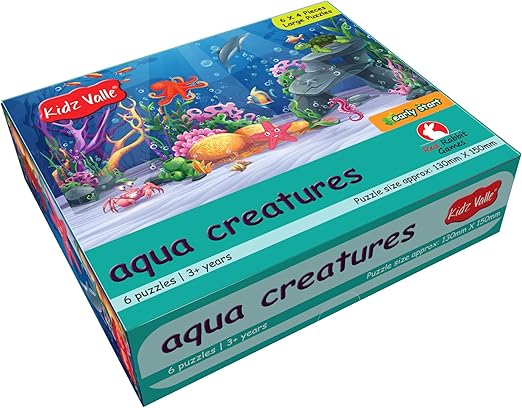 Kidz Valle Aqua Creatures 6 x 4 Pieces Early Start 3 Years (Puzzles for Kids, Floor Puzzles) Puzzles for Kids Age 3 Years and Above